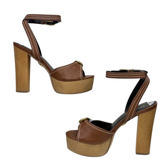 Veronica Beard Leonarda Women's 8 Leather Sandals Chunky Stacked Platform NEW - Picture 6 of 10